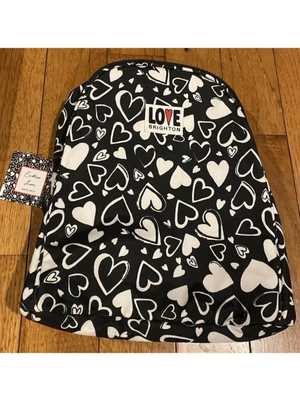 Brighton Limited Edition ENDLESS LOVE Small Backpack NWT Black White Hearts